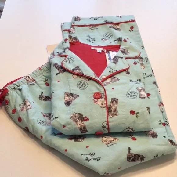 PJ Salvage Flannel Beauty Queen Cats Pajamas Set - Picture 5 of 8